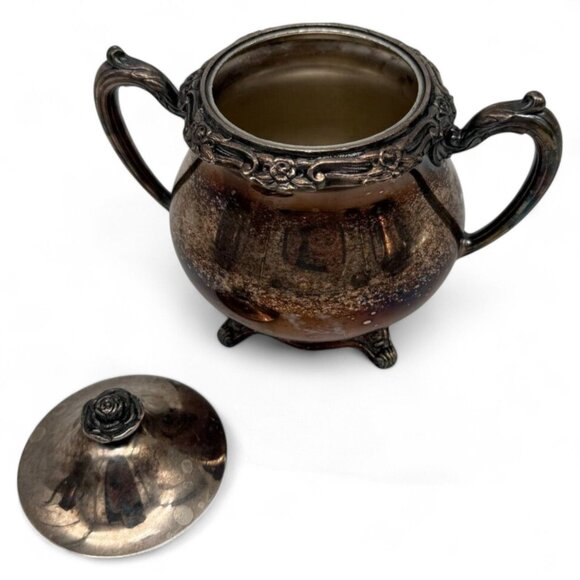 Vintage 1881 Rogers Glenrose 6 Pc Silverplate Tea Set W Tray - Picture 5 of 14